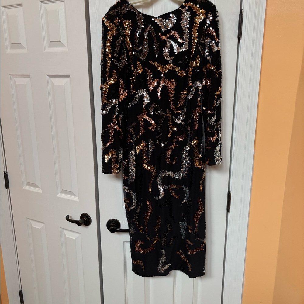 Dress the Population Black Sequin Long Sleeve Dress